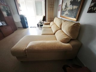 Sofá Chaise Longue Beige Tela desenfundable