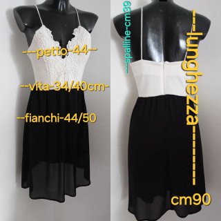 Vestito corpetto pizzo bianco e nero tg M/L