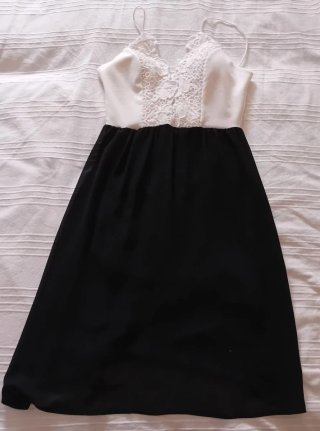 Vestito corpetto pizzo bianco e nero tg M/L