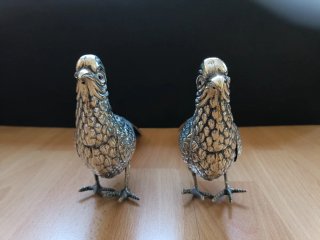 Pareja Faisanes Vintage Metal Plateado