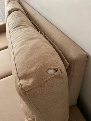 Sofá cama beige tela.