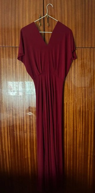2 Vestido largo verde azulado o rojo pimenton