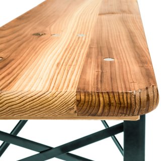 Conjunto de mesa y bancos de madera plegables 3 piezas 220cm, marrón