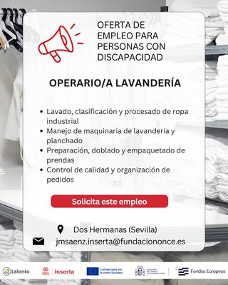 Operario/a lavandería (discapacidad) - Sevilla