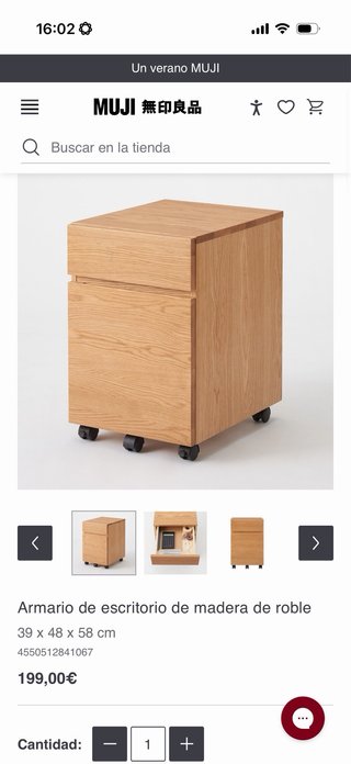 Escritorio MUJI roble + cajonera original |Nuevo