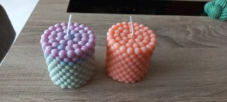 Vela artesanal burbuja naranja y rosa