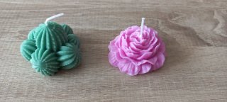 Velas artesanales cactus y flor