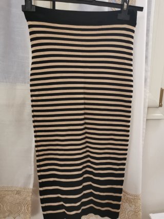 Vestito donna a righe beige e nero