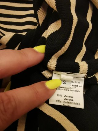 Vestito donna a righe beige e nero