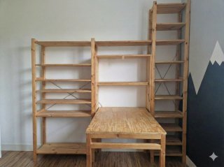 Estantería modular madera y gris