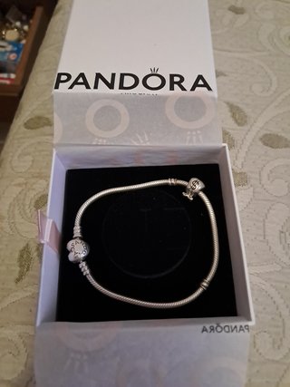 Pulsera Pandora Original. Corazón Plata 20cm.