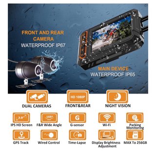 Dashcam Moto Delantera y Trasera 1080P