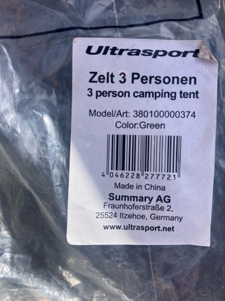 Tienda de campaña Ultrasport para 3 personas