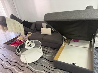Sofá cama gris tela