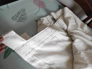 Coppia di tende bianche a righe marroni/beige