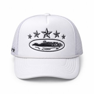 Gorra Trucker Premium Blanca Bordada – Rejilla