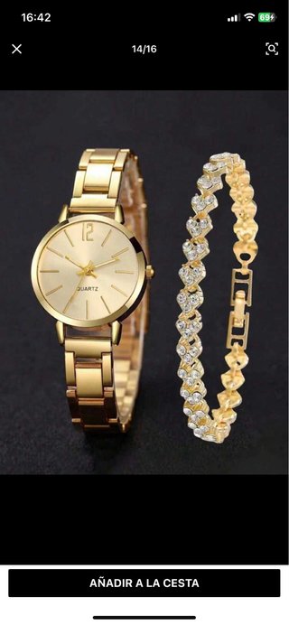 Juego Reloj y Pulsera Dorados