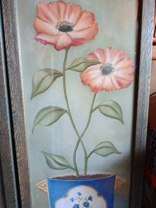 Cuadro Flores Naranja y Azul