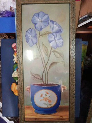 Cuadro Flores Naranja y Azul