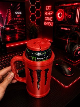 Caneca Porta Lata Monster Energy Vermelha