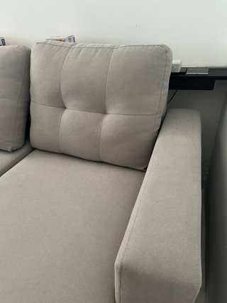 Sofá chaiselongue tela beige/gris sofa cama