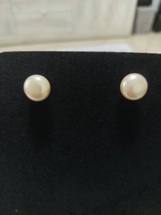 Orecchini perla beige e oro