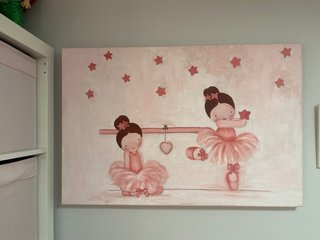 Cuadro infantil bailarinas rosa