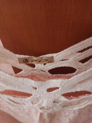 Abito donna pizzo bianco e rosa