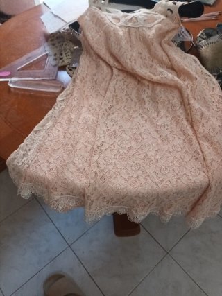 Abito donna pizzo bianco e rosa