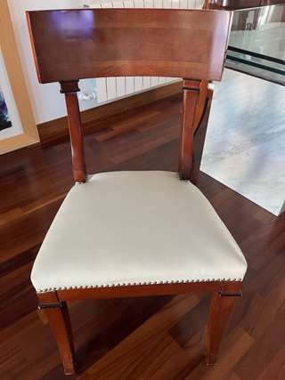 6 Sillas Amboan Madera Maciza Tapicería Piel