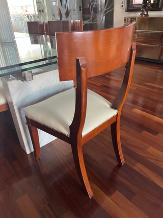 6 Sillas Amboan Madera Maciza Tapicería Piel