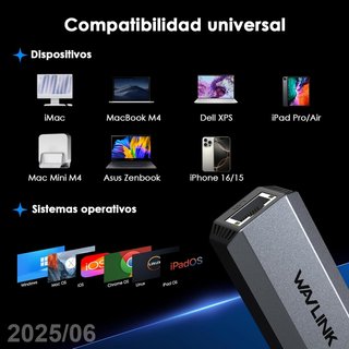 WAVLINK Adaptador USB-C a Ethernet 5Gbps Wifi 6e