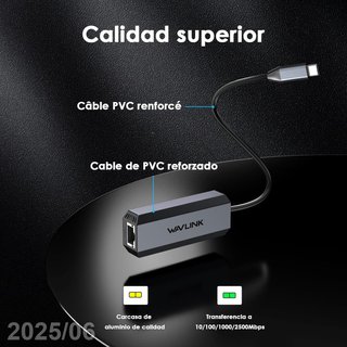 WAVLINK Adaptador USB-C a Ethernet 5Gbps Wifi 6e