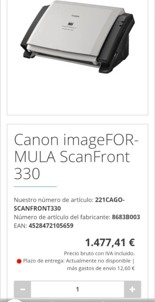 Escáner Canon imageFORMULA ScanFront 330