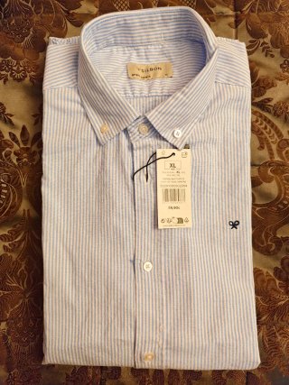 Camisa SILBON Oxford Rayas Celeste Talla XL