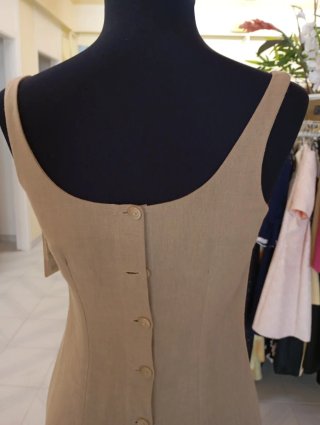 Vestido largo lino verde caqui