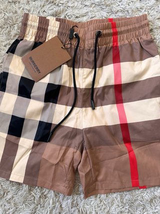 Bañador Burberry Cuadros Beige Marrón Rojo