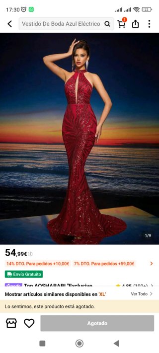 Vestido de fiesta rojo con lentejuelas