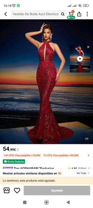 Vestido de fiesta rojo con lentejuelas