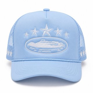 Gorra Trucker Azul Cielo Premium Bordada – Rejilla