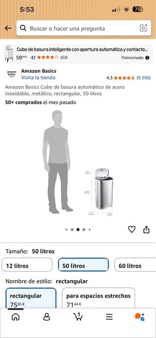 Cubo basura automático acero inoxidable 50L
