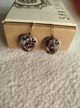 Pendientes Plata con Pedrería Multicolor