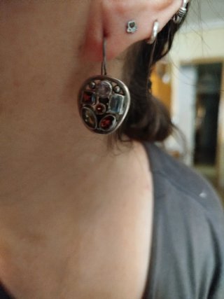 Pendientes Plata con Pedrería Multicolor