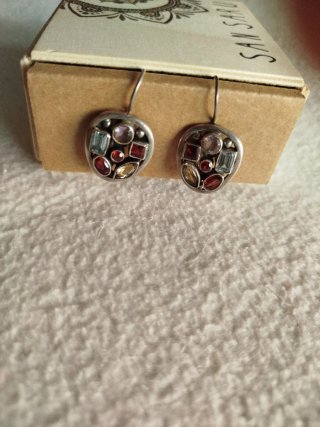 Pendientes Plata con Pedrería Multicolor