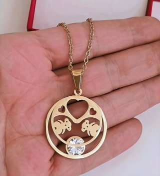 Collar y pendientes acero dorado