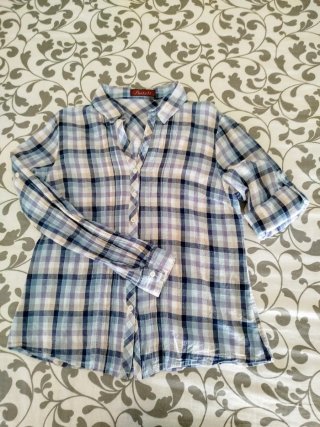 Camisa de mujer Boteli cuadros azul