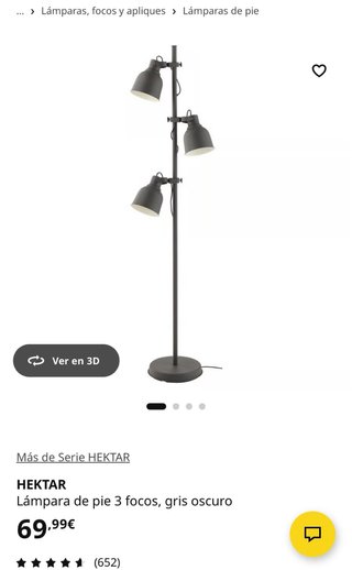 Lámpara de pie IKEA HEKTAR gris