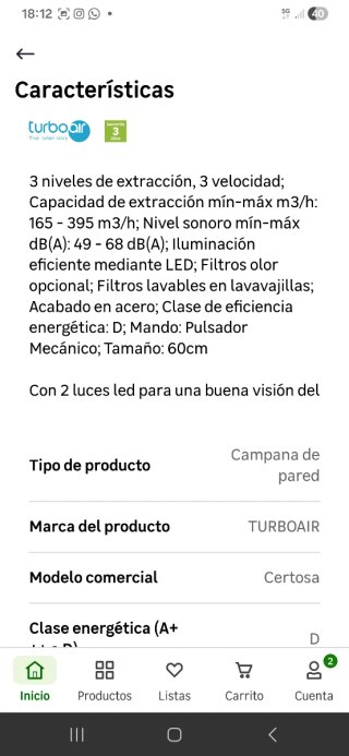 Campana extractora cocina acero inoxidable