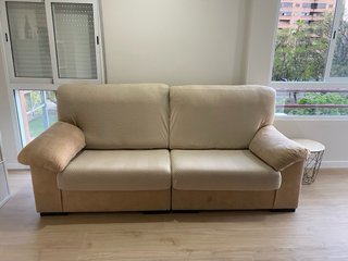 Sofá 2 plazas beige tela