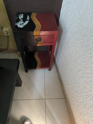 2 Mesita de noche de madera con cajón y dos espejo